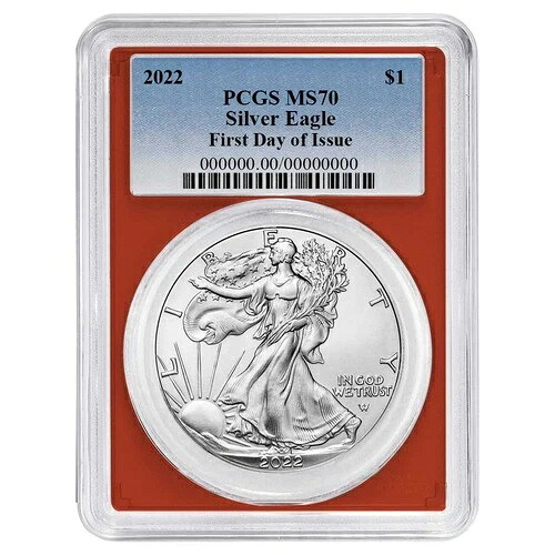 2022年 1ドル 1オンス アメリカンシルバーイーグル PCGS MS70 FDOI ブルーラベル レッドフレーム