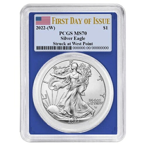 2022年 (W) 1ドル アメリカン シルバー イーグル PCGS MS70 FDOI 旗ラベル ブルーフレーム