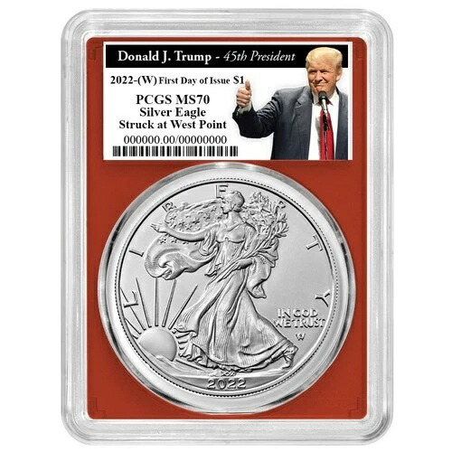 2022年 (W) 1ドル 1オンス アメリカンシルバーイーグル PCGS MS70 FDOI トランプ第45代大統領