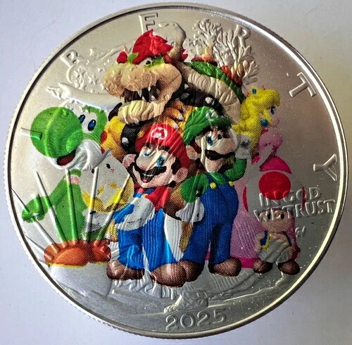 スーパーマリオ - アメリカンシルバーイーグル 1オンス .999 限定版シルバードルコイン
