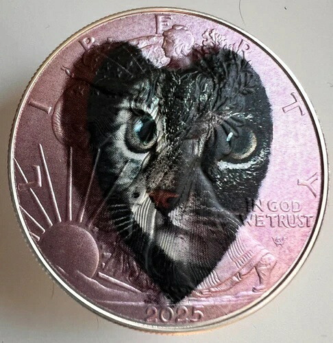 キティキャット・イン・ハート アメリカン・シルバー・イーグル 1オンス .999 限定版 シルバードルコイン 42,900円