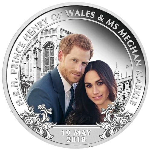 2018年ロイヤルウェディング ヘンリー王子＆メーガン・マークル 1オンス 1ドル銀貨 プルーフ 44,330円