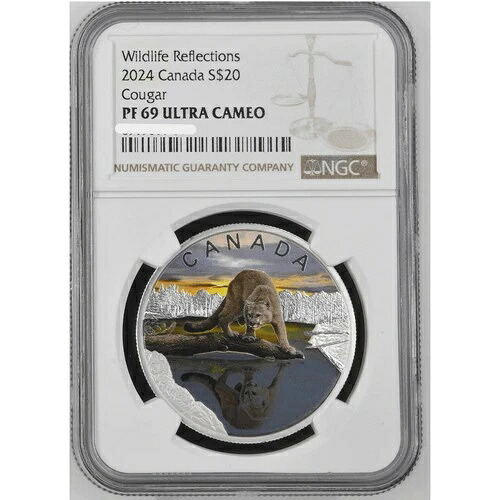 2024年 カナダ 野生動物の反射 クーガー 1オンス 銀貨 NGC PF 69 UCAM