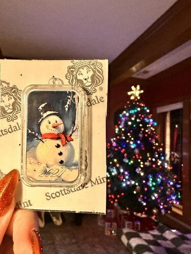 スコッツデール クリスマス ホリデー 1 オンス .999 シルバーバー ジョリー スノーマン シルバーバー ????