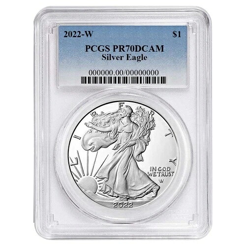 2022-W プルーフ 1ドル アメリカン シルバー イーグル PCGS PR70DCAM ブルーラベル
