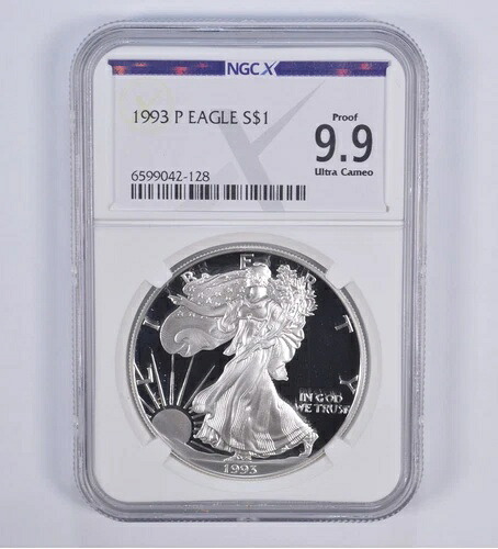 プルーフ 9.9 1993-P アメリカン シルバー イーグル $1 NGC X NGCX - ほぼ完璧
