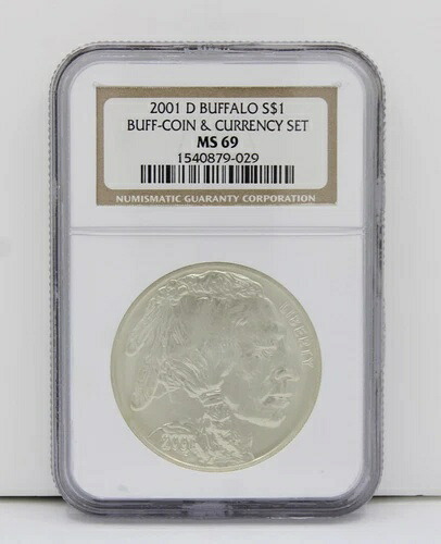 2001年 D バッファロー記念銀貨 $1 NGC MS 69
