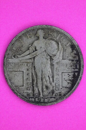 1917年 Pタイプ1 スタンディングリバティシルバークォーターキーデイトコイン（写真45）