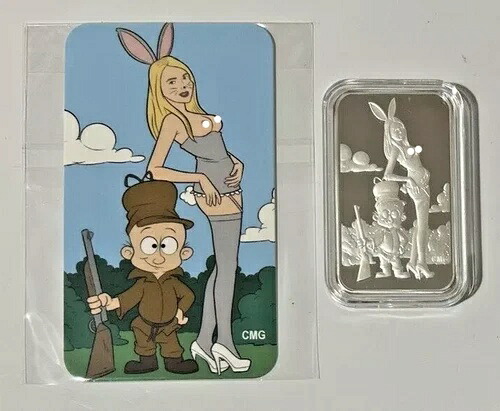 CMG ミント エルマー・ファッド & ジェシカ・ラビット 1オンス .999 シルバー アートバー レア COA 付き