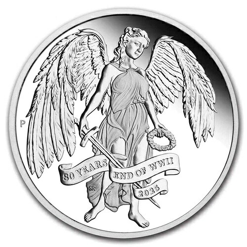 2025年 オーストラリア 1オンス 銀貨 80周年記念 第二次世界大戦終結記念 ウィングド・ヴィクトリー PF ボックス