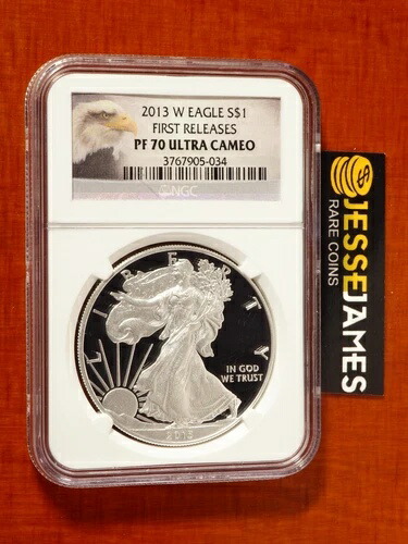 2013 W プルーフ シルバー イーグル NGC PF70 ウルトラカメオ ファーストリリース バルドイーグルラベル