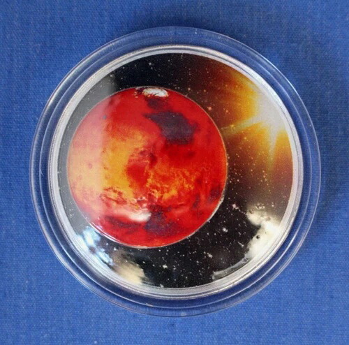 2021年 1オンス 1ドル銀貨 ドーム型ラウンドコイン「太陽系 - 火星」カプセル入り
