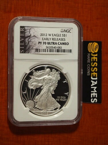 2012 W プルーフ シルバー イーグル NGC PF70 ウルトラカメオ アーリーリリース ブラックラベル