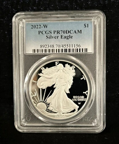 2022-W プルーフ 1ドル アメリカン シルバー イーグル PCGS PR70DCAM ブルーラベル