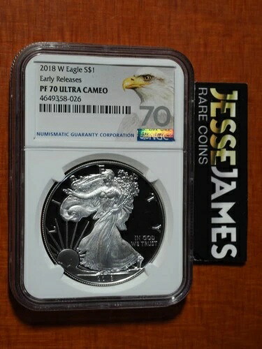 2018 W プルーフ シルバー イーグル NGC PF70 ウルトラカメオ アーリーリリース バルドイーグルラベル 45,045円