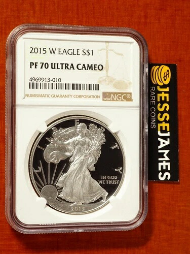 2015 W プルーフ シルバー イーグル NGC PF70 ウルトラカメオ クラシック ブラウンラベル