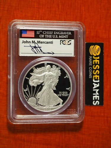 2012 W プルーフ シルバー イーグル PCGS PR69 DCAM ジョン・マーカンティ 直筆サイン入り フラッグラベル
