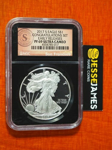 2017 S プルーフ シルバー イーグル NGC PF69 ウルトラ カメオ ER コングラチュレーションズ セットより