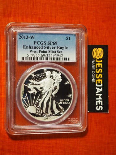 2013 W エンハンスド シルバー イーグル PCGS SP69 ウェストポイントセット ブルーラベル
