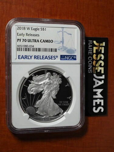 2018 W プルーフ シルバー イーグル NGC PF70 ウルトラカメオ アーリーリリース ブルーラベル