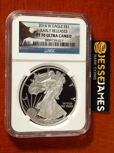 2014 W プルーフ シルバー イーグル NGC PF70 ウルトラカメオ アーリーリリース フライングイーグルラベル