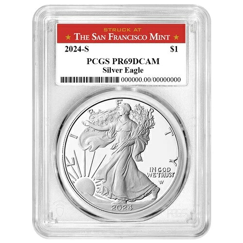 2024-S $1 1オンス プルーフ アメリカンシルバーイーグル PCGS PR69DCAM サンフランシスコラベル 45,045円