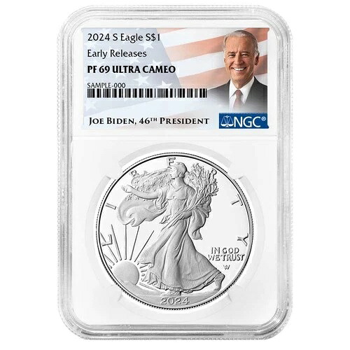 2024-S $1 1オンス プルーフ アメリカン シルバー イーグル NGC PF69UC ER バイデン ラベル 45,045円