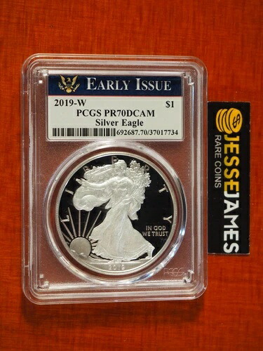 2019 W プルーフ シルバー イーグル PCGS PR70 DCAM 初期発行ラベル