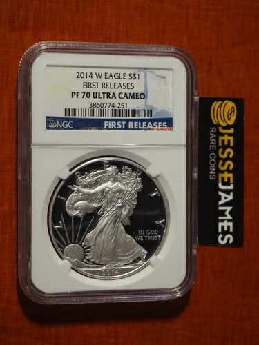 2014 W プルーフ シルバー イーグル NGC PF70 ウルトラカメオ ファーストリリース ブルーラベル