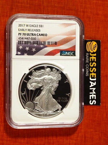 2017 W プルーフ シルバー イーグル NGC PF70 ウルトラカメオ 早期リリース フラッグラベル 45,045円