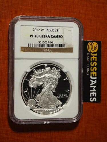 2012 W プルーフ シルバー イーグル NGC PF70 ウルトラカメオ クラシック ブラウンラベル