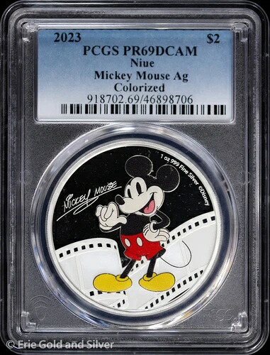 2023年 ニウエ 2ドル 1オンス シルバー プルーフ カラー化 ミッキーマウス PCGS PR 69 DCAM