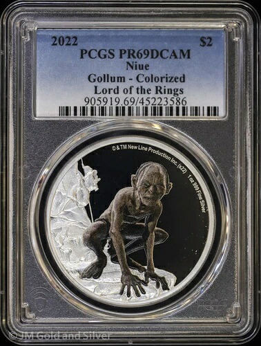 2022年 ニウエ 1オンス シルバー プルーフ カラーライズド ゴラム PCGS PR 69 DCAM | ロード・オブ・ザ・リング