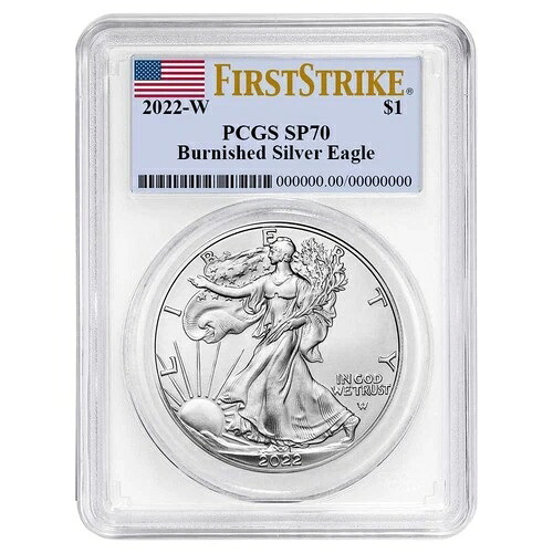 2022-W バーニッシュ仕上げ 1ドル アメリカン シルバー イーグル PCGS SP70 FS フラッグラベル ホワイトフレーム 45,045円