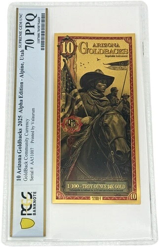 2025 アリゾナ 10 ゴールドバック PCGS 70 *アルファシリーズ* (Virtus、Valor)