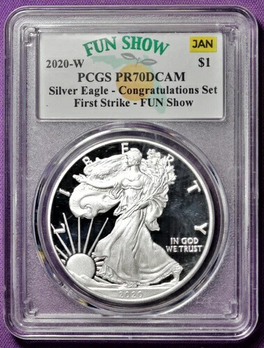 2020-W シルバーイーグルドル。FUN SHOW。PCGSホルダー入り。PR70DCAM。K597