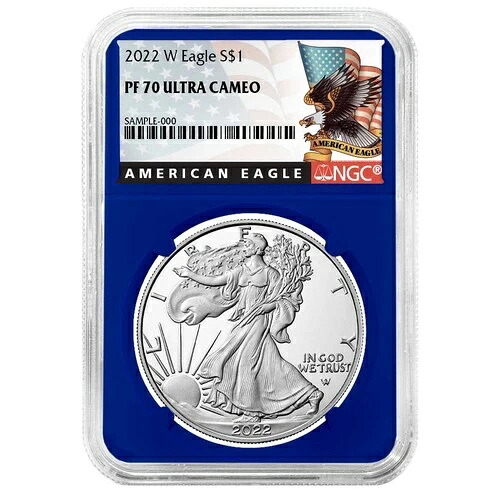 2022-W プルーフ $1 アメリカン シルバー イーグル NGC PF70UC ブラックラベル ブルーコア