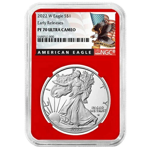 2022-W プルーフ 1ドル アメリカン シルバー イーグル NGC PF70UC ER ブラックラベル レッドコア