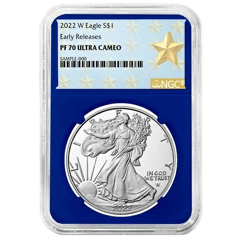2022-W プルーフ 1ドル アメリカン シルバー イーグル NGC PF70UC ER ウェストポイント スターラベル ブルー