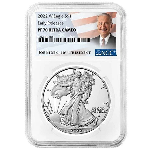 2022-W $1 1オンス プルーフ アメリカン シルバー イーグル NGC PF70UC ER バイデン ラベル