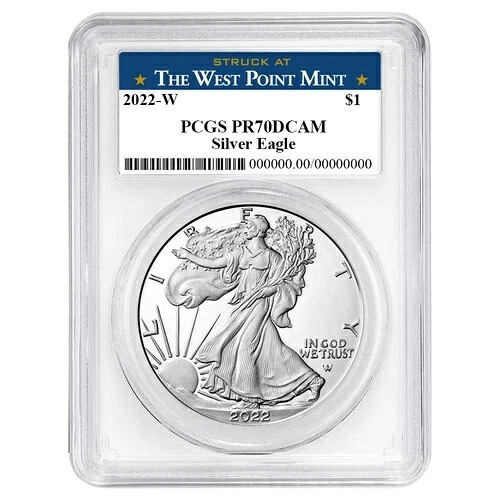 2022-W $1 1オンス プルーフ アメリカンシルバーイーグル PCGS PR70DCAM ウェストポイントラベル ホワイト