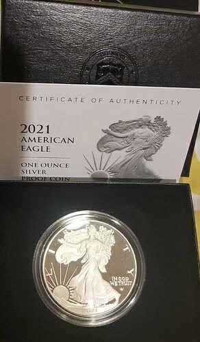 2021年 W アメリカンイーグル タイプ2 1オンス シルバー プルーフコイン