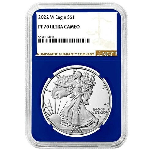 2022-W $1 1オンス プルーフ アメリカン シルバー イーグル NGC PF70UC ブラウンラベル ブルーコア