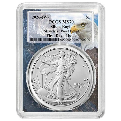 プレセール - 2026 (W) 1ドル アメリカン シルバー イーグル PCGS MS70 FDOI イーグルフレーム