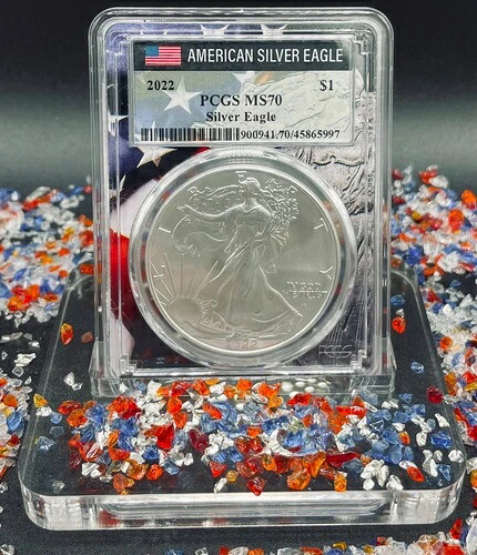 2022年 1ドル シルバーイーグル PCGS MS70 希少 国旗と自由の女神ホルダー 1234枚中1枚 ミント
