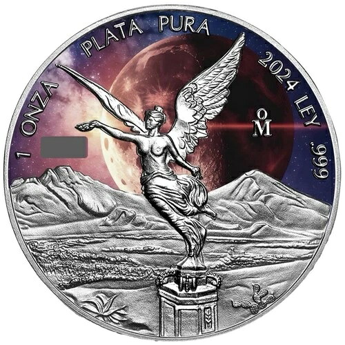 2024年メキシコ・リベルタッド皆既月食 1オンス .999 シルバーカラーコイン