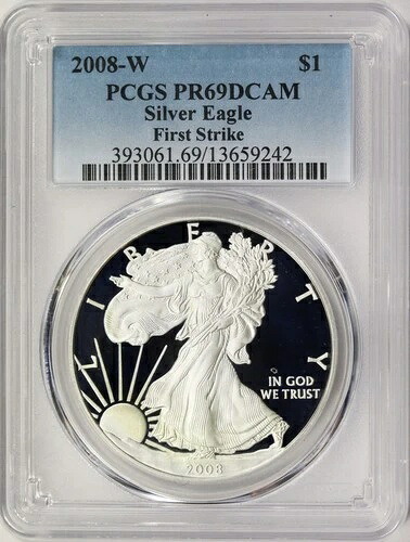 2008-W アメリカン シルバー イーグル PCGS PR69DCAM ファースト ストライク
