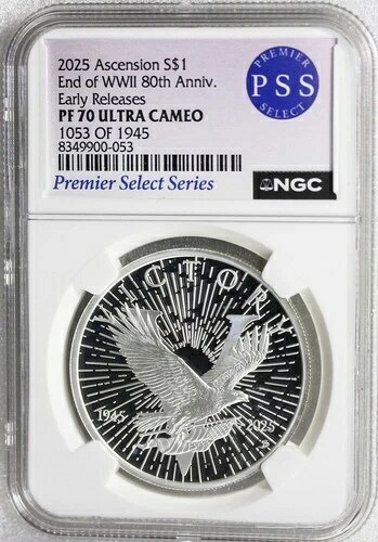 2025年 アセンション 1ドル 銀貨 1オンス 第二次世界大戦終結80周年記念 / 1945年 NGC PF70 CU