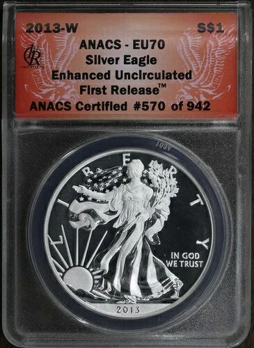 2013-W (EU70) エンハンスト未流通アメリカンシルバーイーグル $1 ASE ANACS