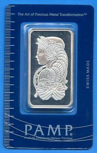 PAMP スイス レディ フォルトゥナ 1トロイオンス .999 スイス ファインシルバーバー 1k 鑑定済み